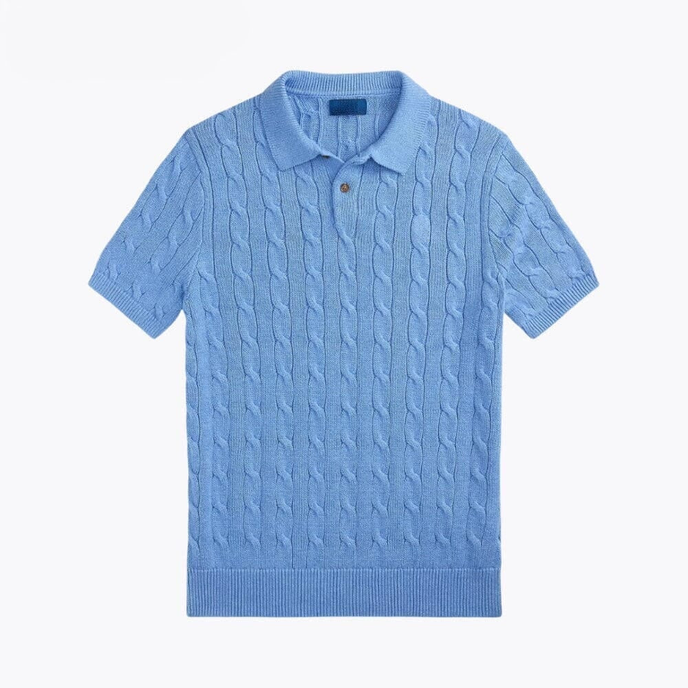 11 - Cable-Knit Cotton Polo-Collar Sweater