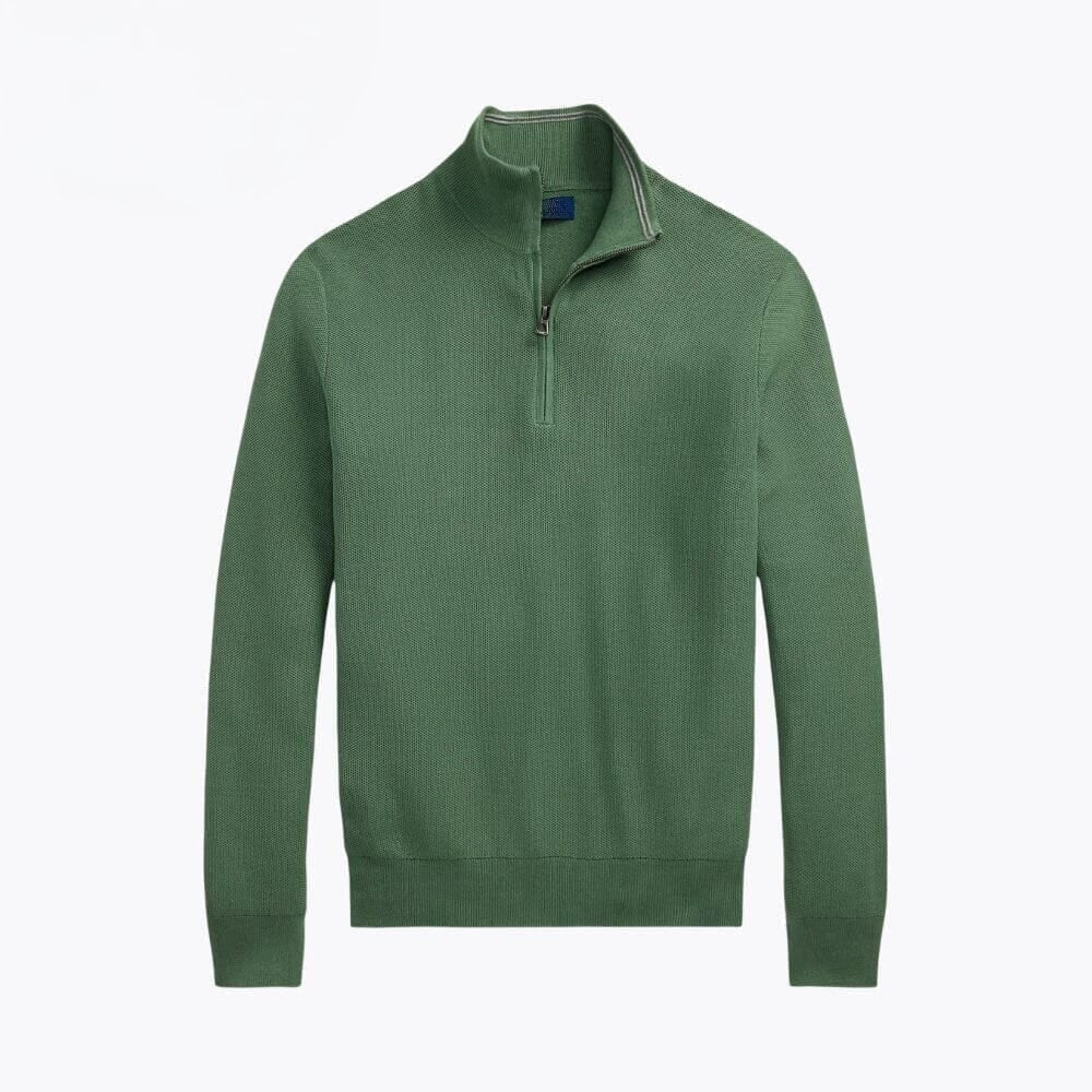 Mesh-Knit Cotton Quarter-Zip Sweater