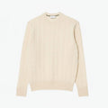 Cable Knit Carded Wool Crew Neck Sweater