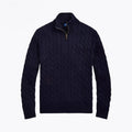 Chunky Cable-Knit Cotton Quarter-Zip Sweater