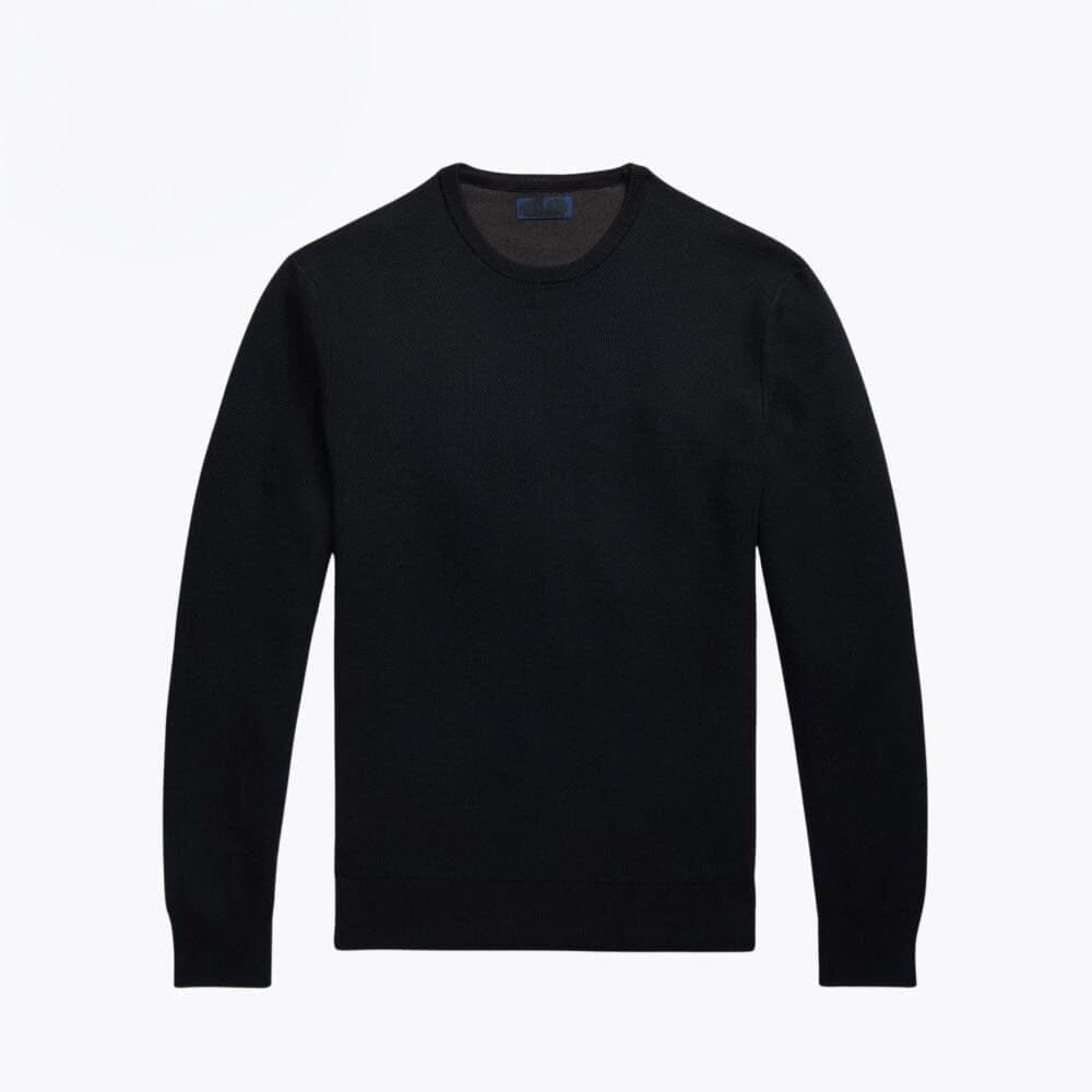 Mesh-Knit Cotton Crewneck Sweater
